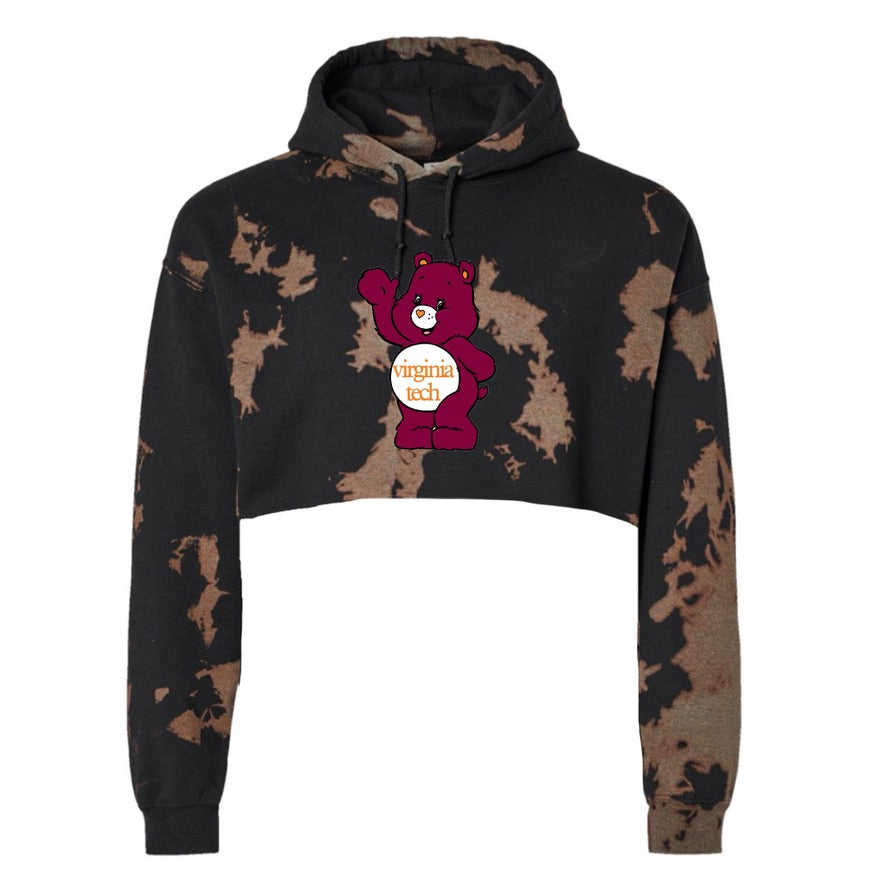 Bear Bleach Crop Hoodie