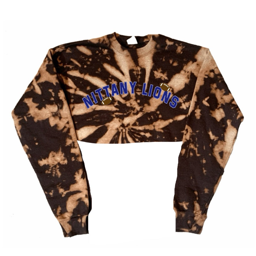 Football Bleach Crop Crewneck