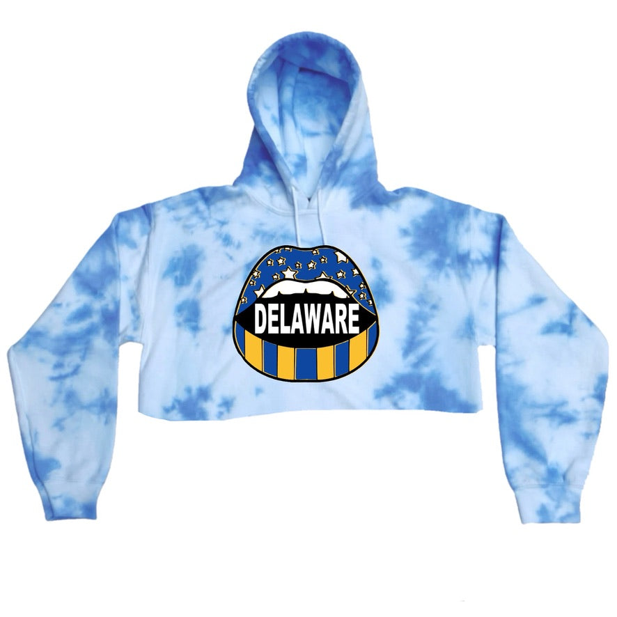 Open Mouth Tie Dye Crop Hoodie