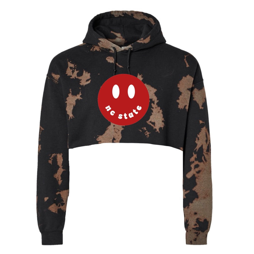 Happy Bleach Crop Hoodie