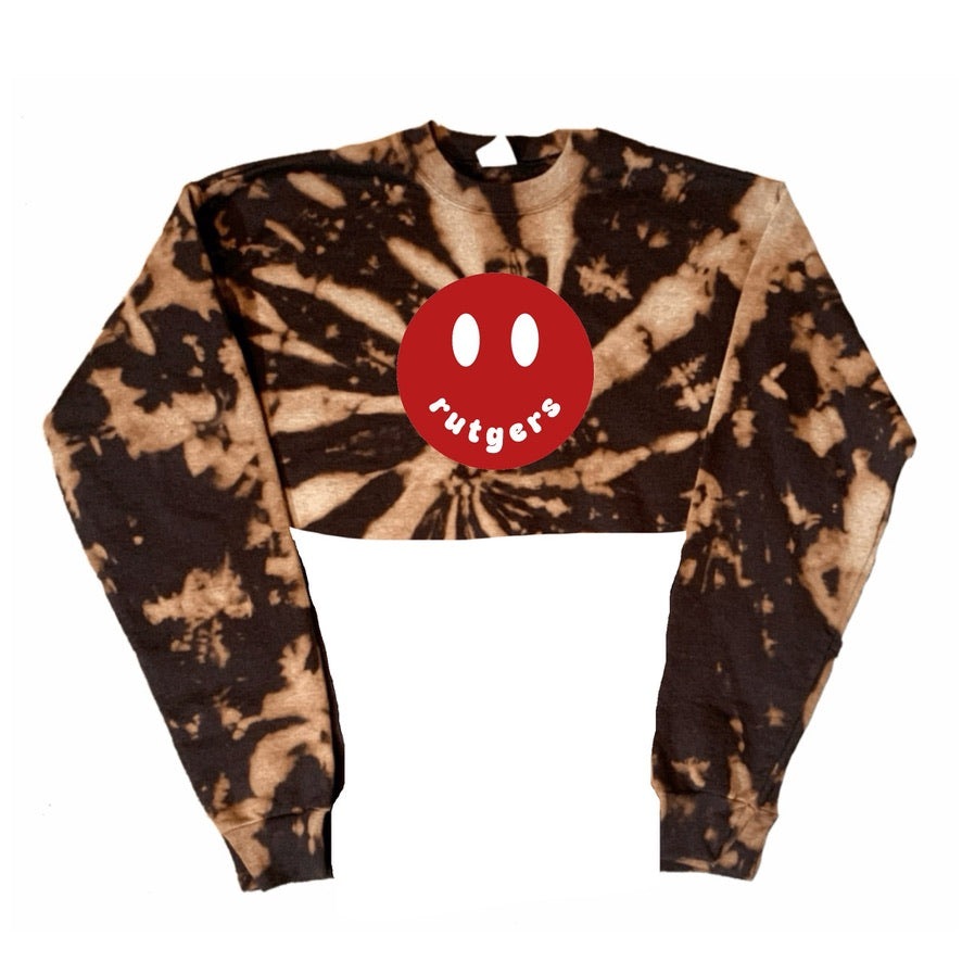 Happy Bleach Crop Crewneck