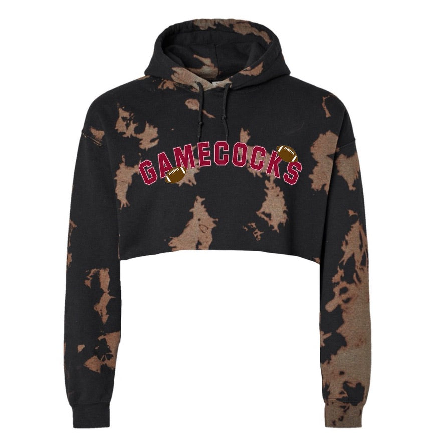 Football Bleach Crop Hoodie