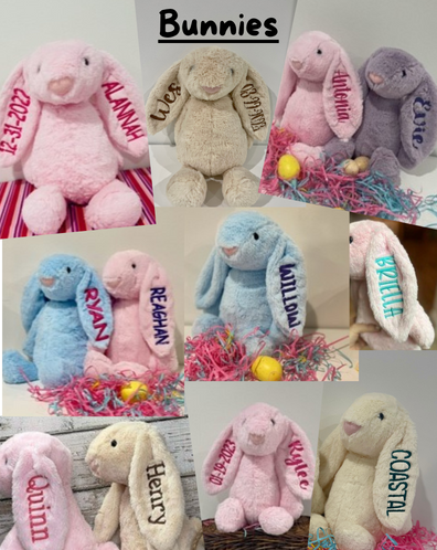 Easter Plush Bunnies-Embroidered