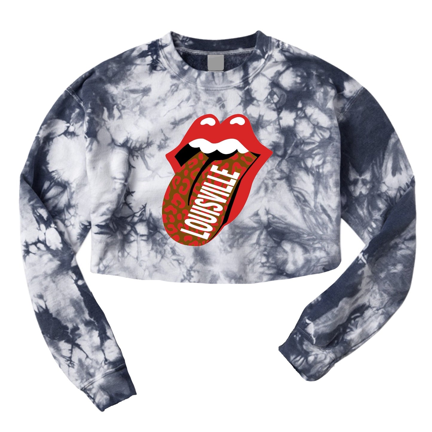 Cheetah Tongue Tie Dye Crop Crewneck