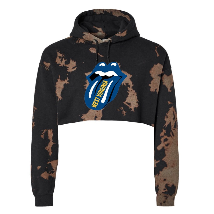 Tongue Bleach Crop Hoodie