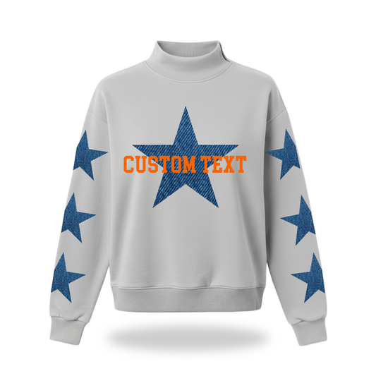 Denim Stars Mock Neck