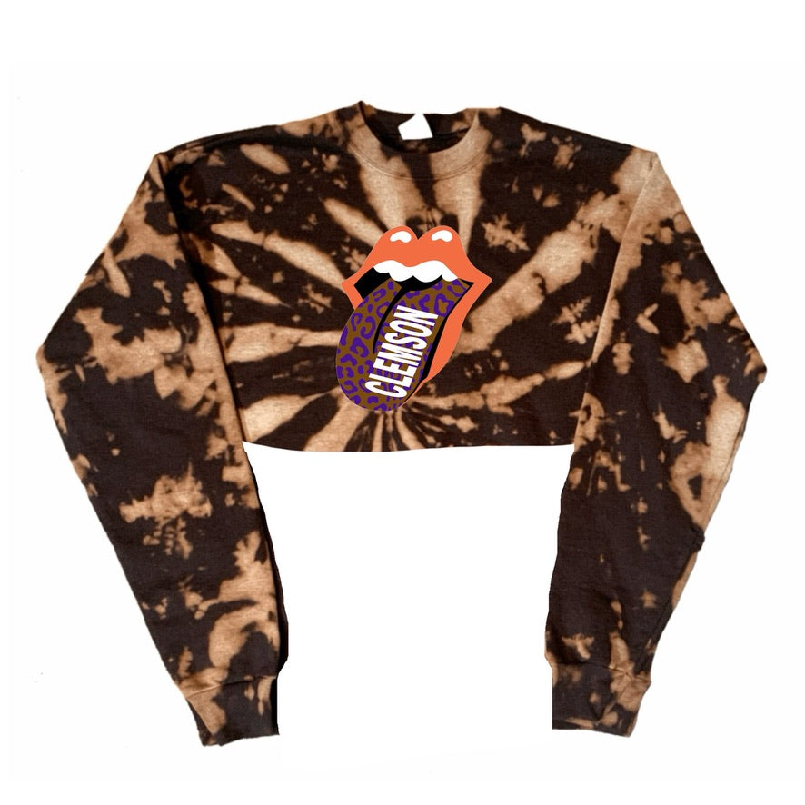 Cheetah Tongue Bleach Crop Crewneck
