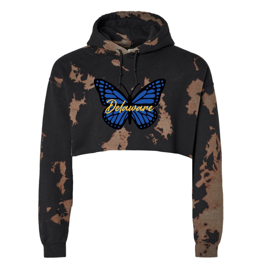 Butterfly Bleach Crop Hoodie