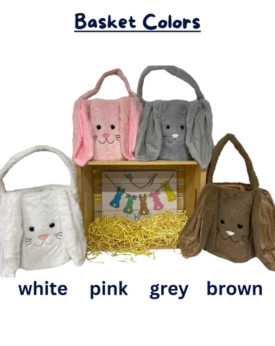 Easter Plush Basket with Long Ears Embroidered - Medium