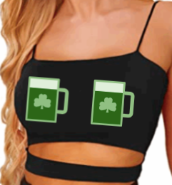 Beer Clover Slit Crop Top