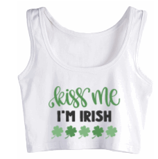 Kiss Me Im Irish Clovers Crop Tank