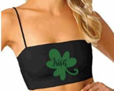 Irish Clover Spaghetti Strap Crop Top