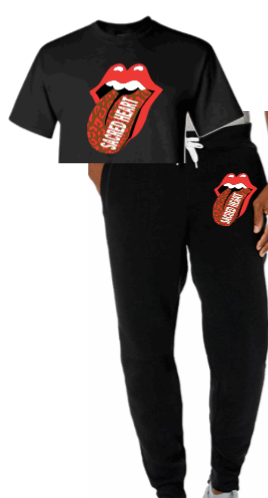 Cheetah Tongue Crop Tee/Joggers Set