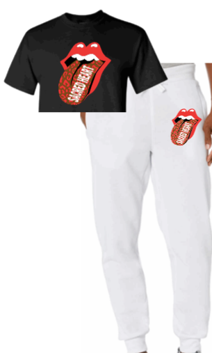 Cheetah Tongue Crop Tee/Joggers Set