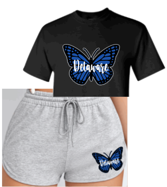 Butterfly Crop Tee/ Shorts Set