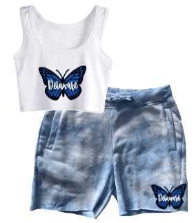 Butterfly Crop Tank/ Tie Dye Sweatshorts Set