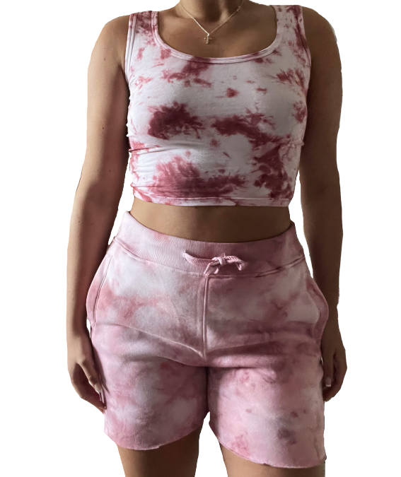 All Tie Dye Crop Tank/ Sweatshorts Set