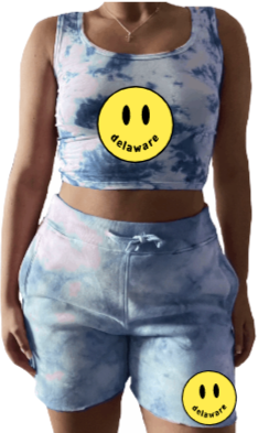 Smile All Tie Dye Crop Tank/ Sweatshorts Set