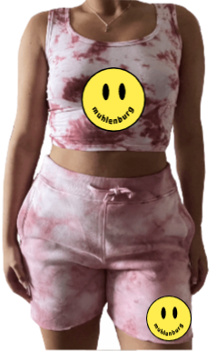 Smile All Tie Dye Crop Tank/ Sweatshorts Set