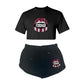 Open Mouth Crop Tee & Shorts Set