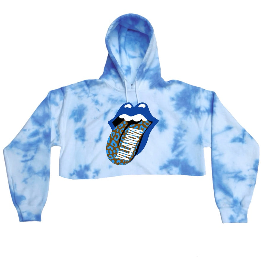 Cheetah Tongue Tie Dye Crop Hoodie