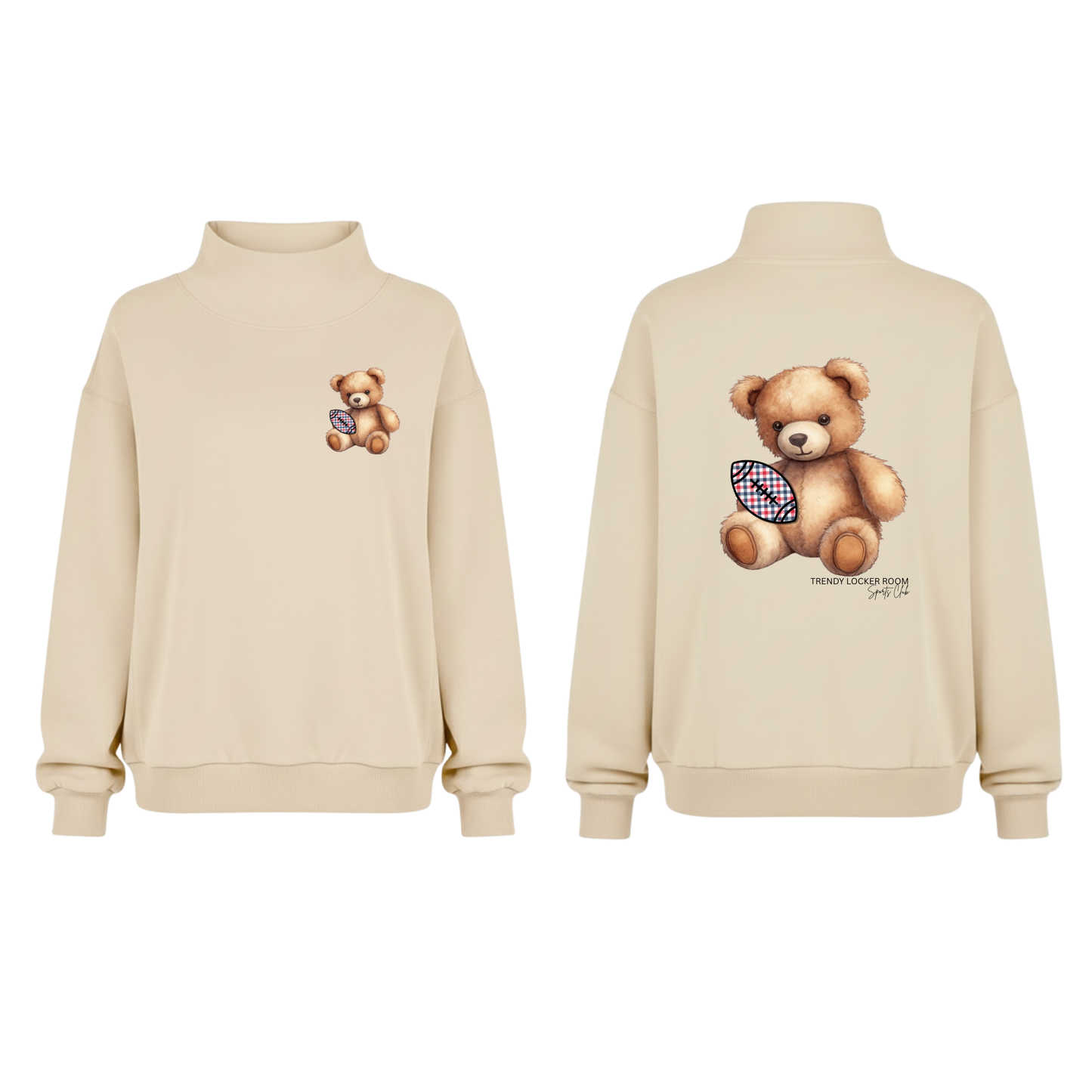 Teddy Bear Football Mock Neck