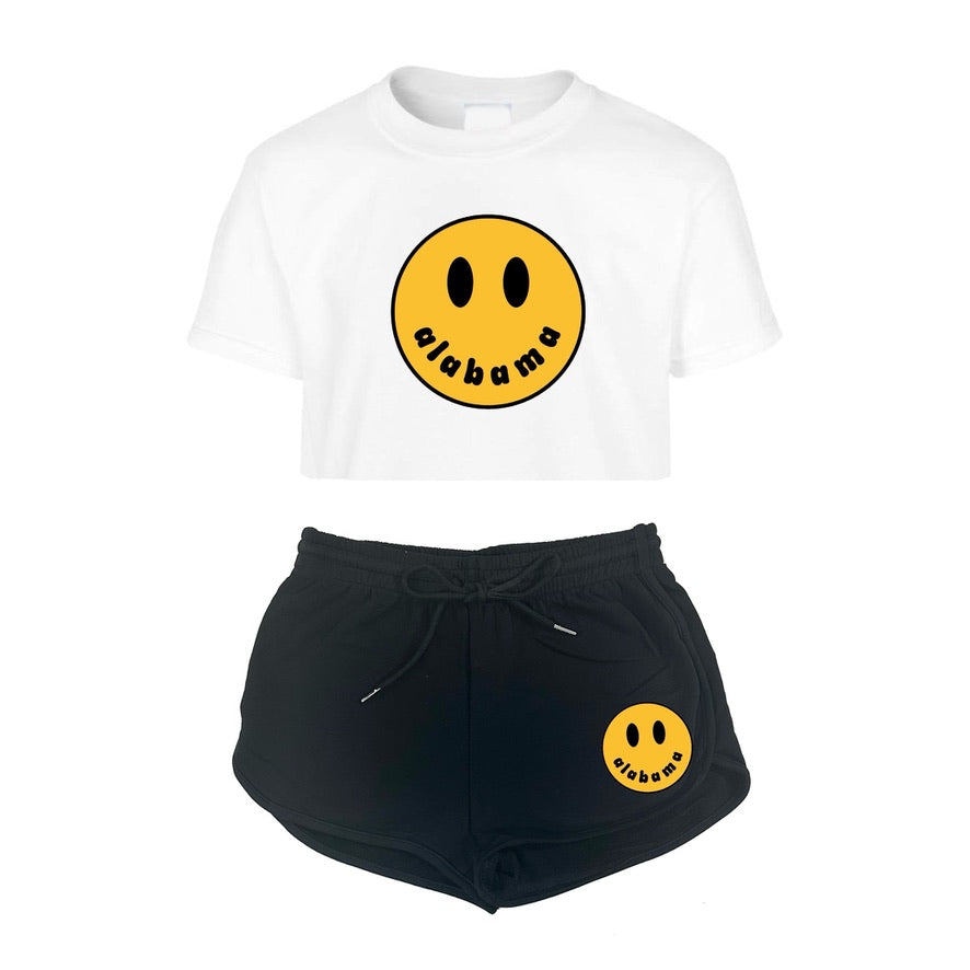 Smile Crop Tee & Shorts Set