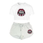 Open Mouth Crop Tee & Shorts Set