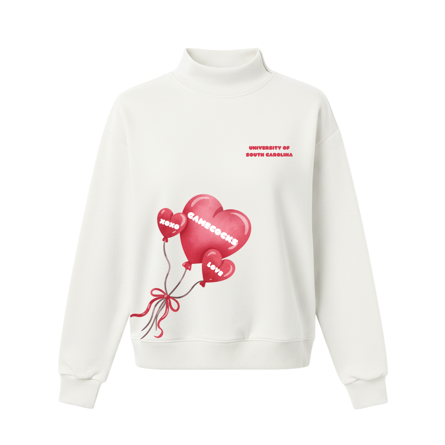 Valentines Balloons Mock Neck