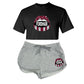 Open Mouth Crop Tee & Shorts Set