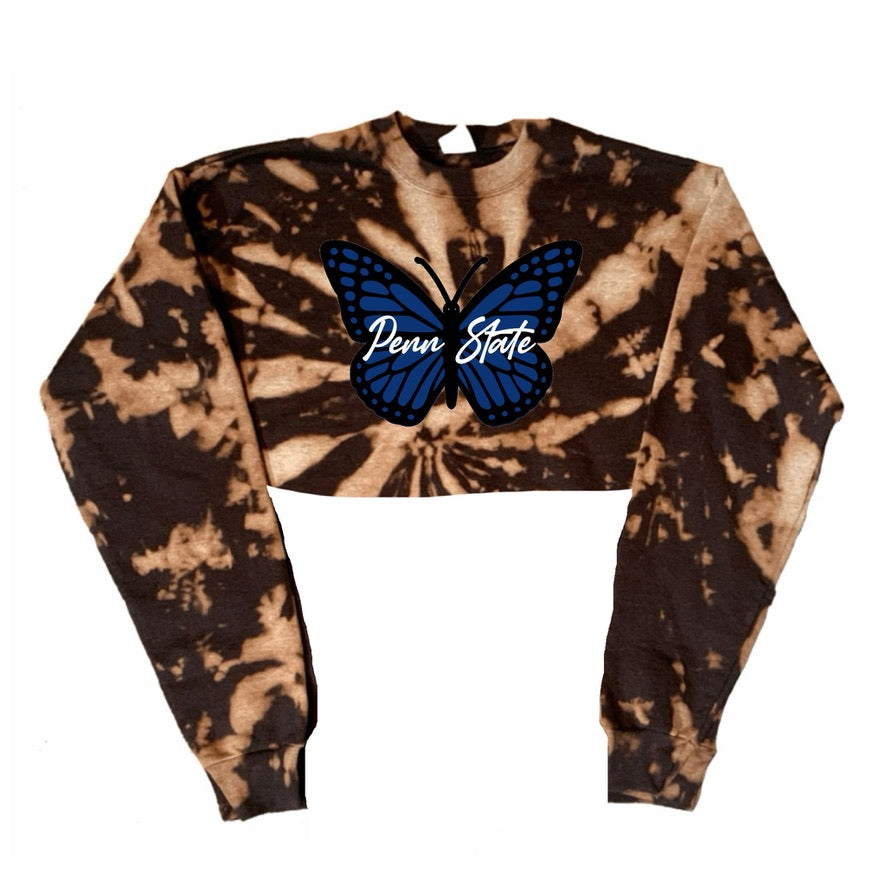 Butterfly Bleach Crop Crewneck