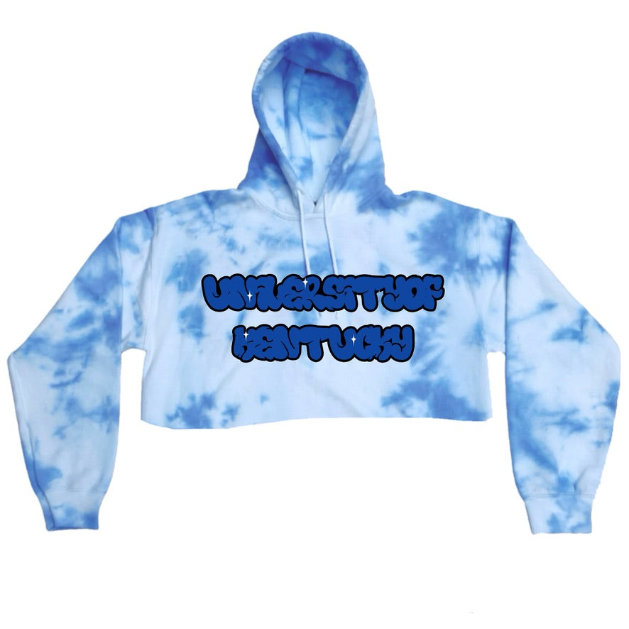 Graffiti Tie Dye Crop Hoodie