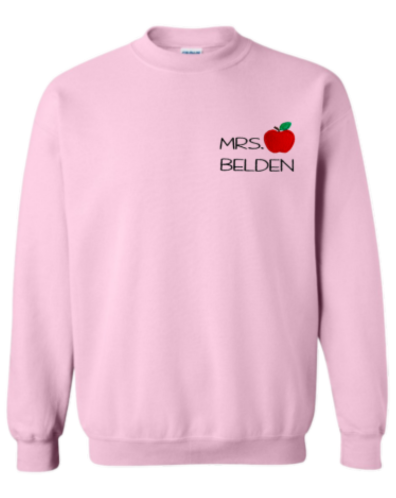 Teacher Crewneck-Embroidered Personalized Solid Apple