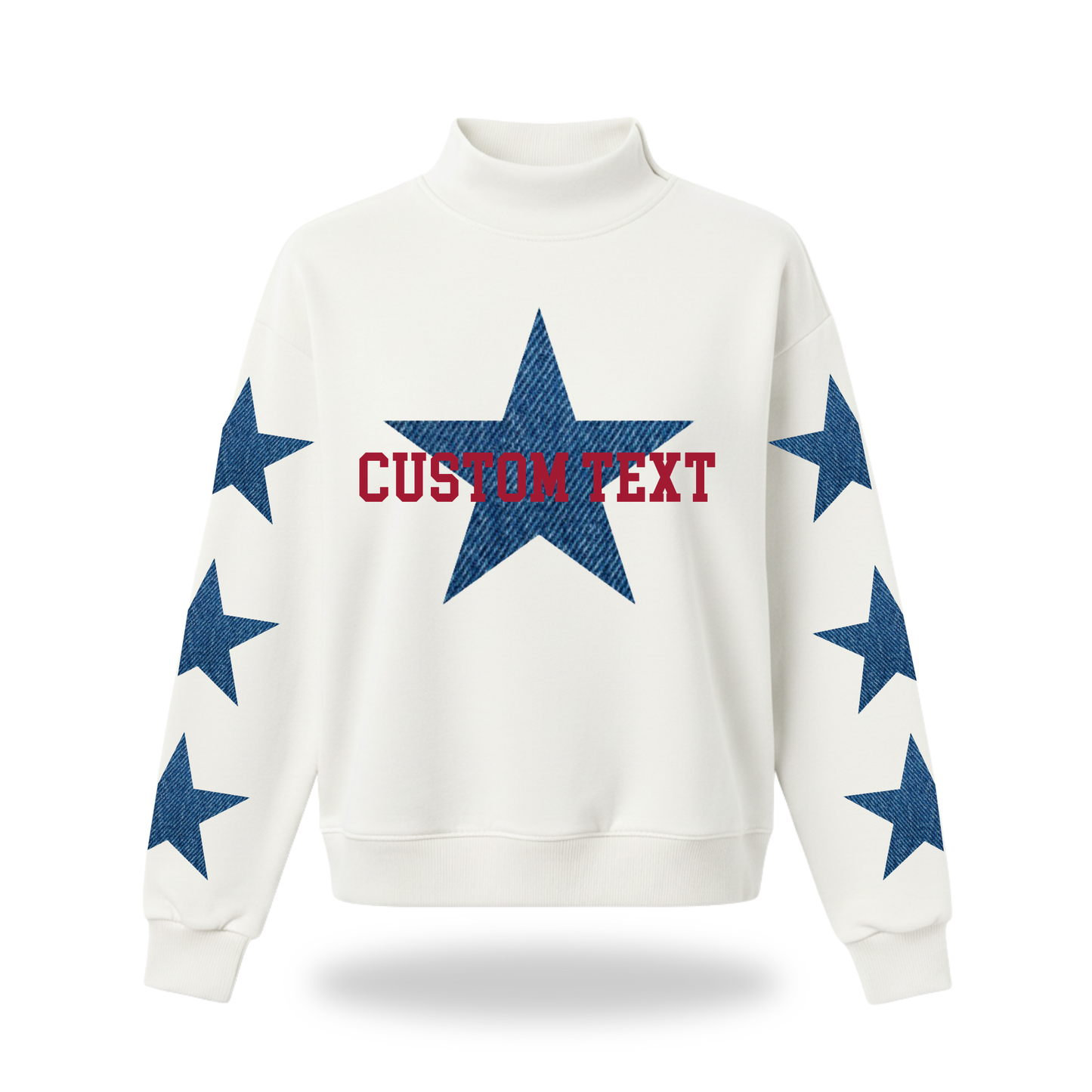 Denim Stars Mock Neck