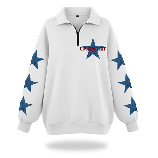 Denim Stars Quarter Zip Sweatshirt