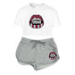 Open Mouth Crop Tee & Shorts Set