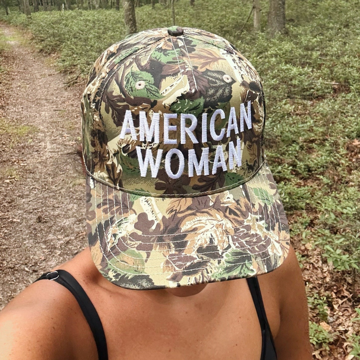 American Woman camo trucker hat