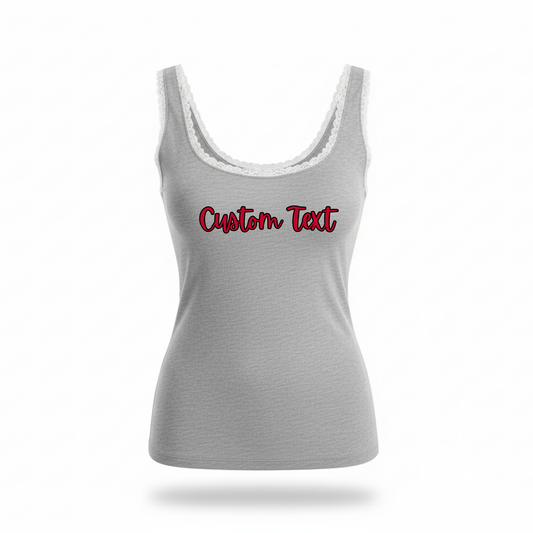 Script Lace Trim Tank