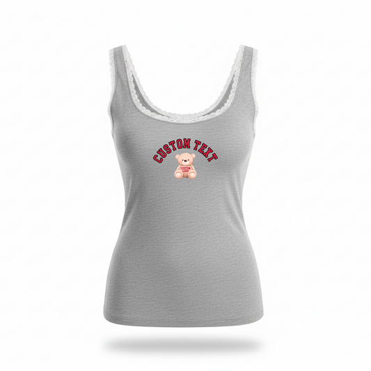 Teddy Bear Lace Trim Tank
