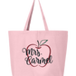 Personalized TOTE-EMBROIDERED Apple Outline Design with Name