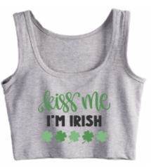 Kiss Me Im Irish Clovers Crop Tank
