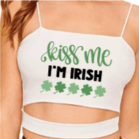 Kiss Me Im Irish Clovers Slit Crop Top