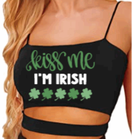 Kiss Me Im Irish Clovers Slit Crop Top
