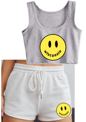 Smile Crop Tank/ Shorts Set