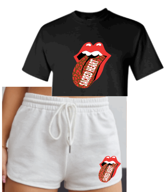 Cheetah Tongue Crop Tee/ Shorts Set