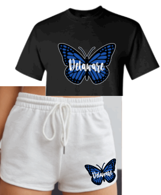 Butterfly Crop Tee/ Shorts Set