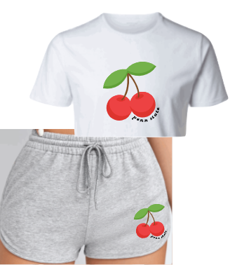 Cherry Crop Tee/ Shorts Set