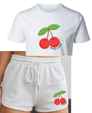Cherry Crop Tee/ Shorts Set