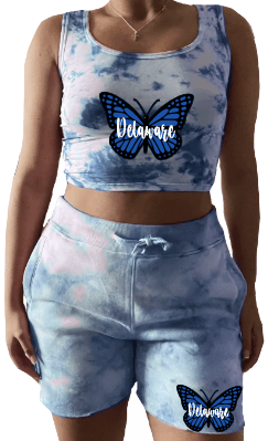 Butterfly All Tie Dye Crop Tank/ Sweatshorts Set