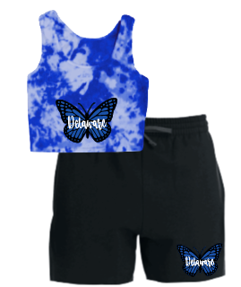 Butterfly Tie Dye Crop Tank/ Sweatshorts Set